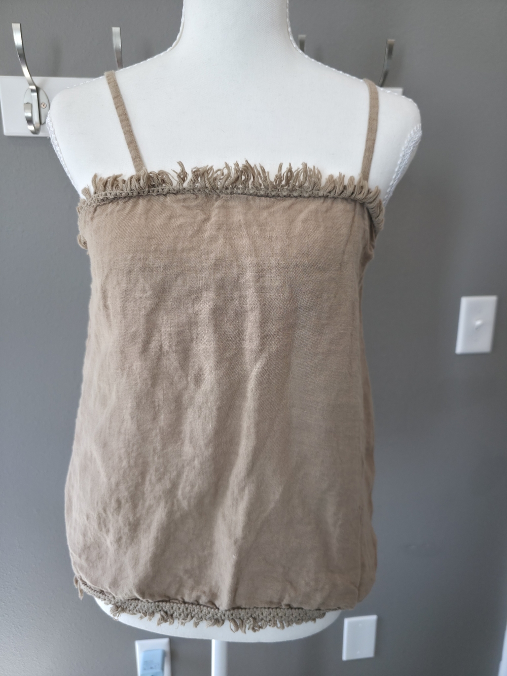 Francesca Bettini Made in Italy  Women’s Tan Fringe Linen Cami Top